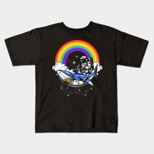 Space Astronaut Riding Shark Kids T-Shirt